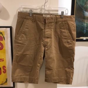 Mens 32 W Beige Flat Front Shorts